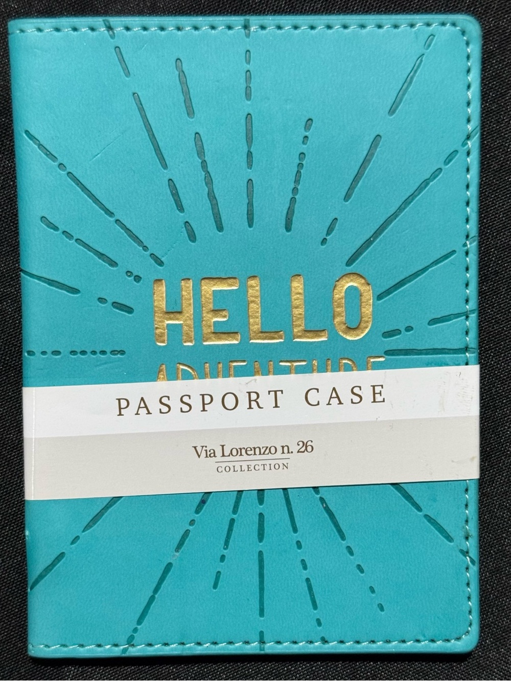 Via lorenzo 2014 Teal 'Hello Adventure' Passport Case
